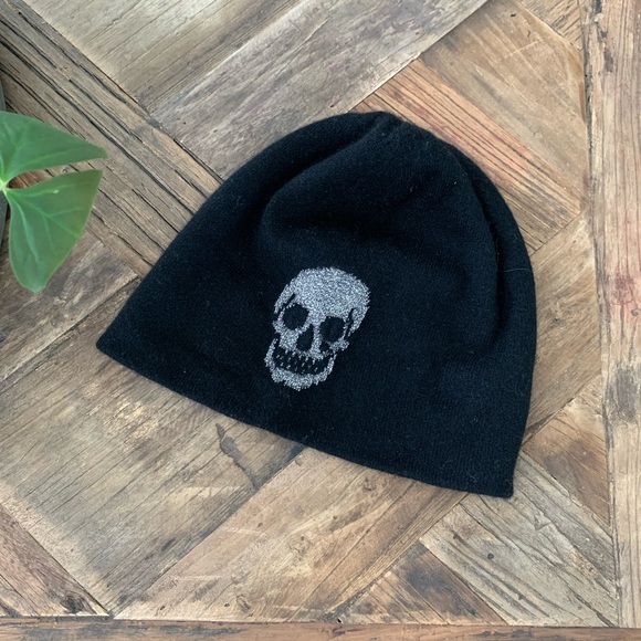 skull cashmere beanie - adfiori 